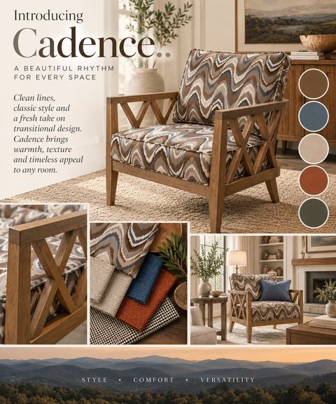 Introducing Cadence — With its signature geometric wood detailing, rich textures, and earthy color palette, this piece…