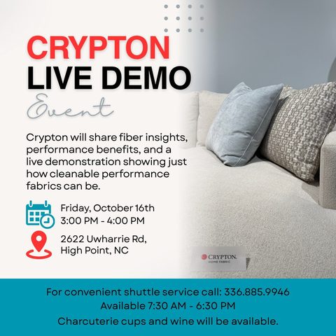 Enjoy wine and charcuterie cups while we talk textiles FRIDAY, OCTOBER 16TH! Need a lift to the showroom? Call our conv…