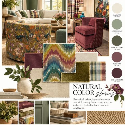 Timeless, fresh, and rooted in nature. Layering botanical prints with rich textures and earthy tones to create spaces t…
